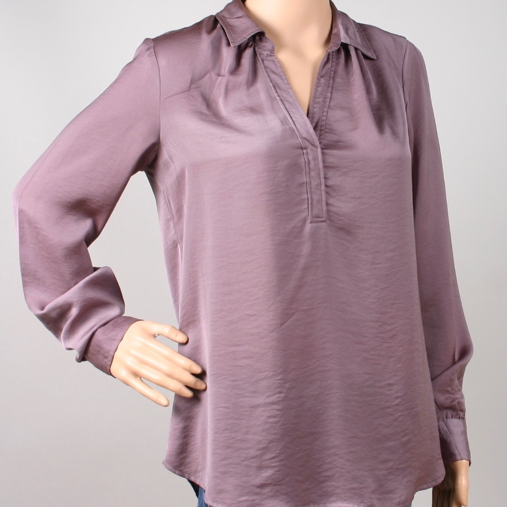 Loft collared pull over  blouse purple small